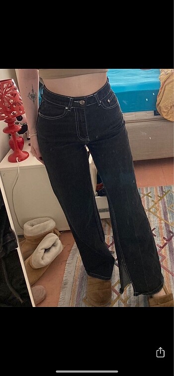 milla wide leg jean siyah