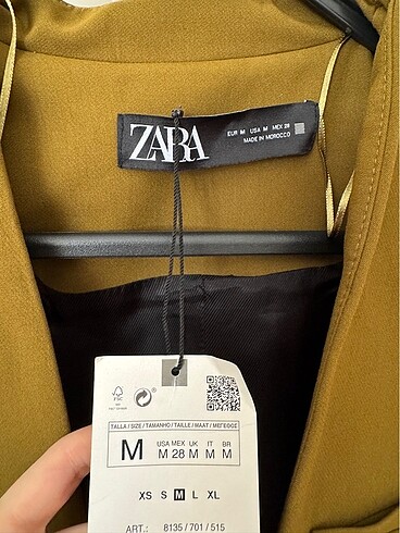 m Beden haki Renk Zara etiketli bele oturan blazer ceket