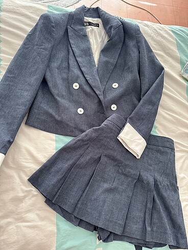 s Beden lacivert Renk Zara takım jean etek blazer ceket şort