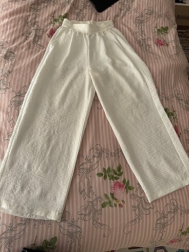 Zara Beyaz keten yazlık pantolon