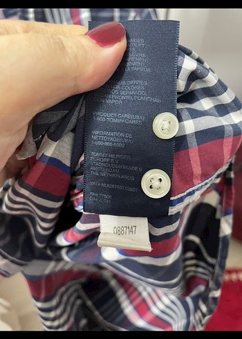 l Beden lacivert Renk Tommy Hilfiger ekoseli gömlek kareli