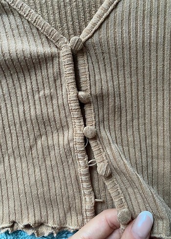 Bershka Crop Bej - Görsel 3