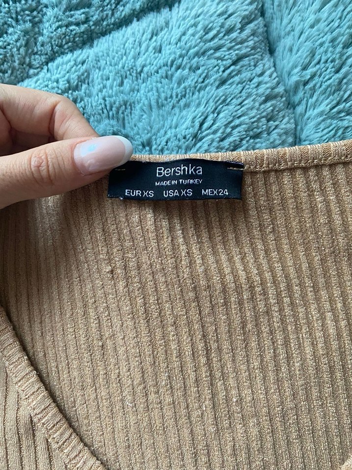 Bershka Crop Bej - Görsel 4