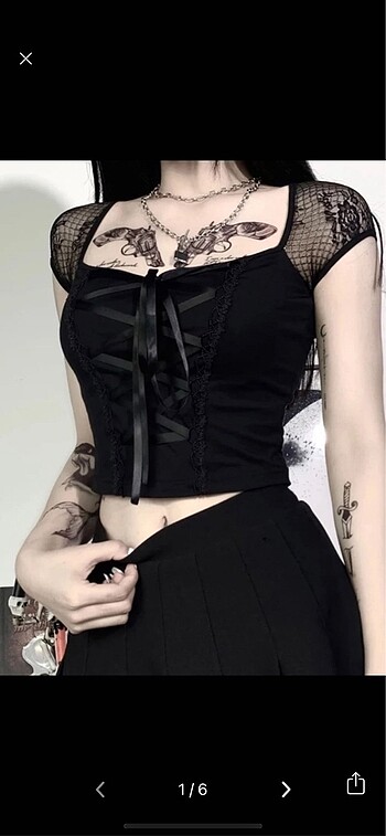 gotik dantel kol korse model ipli crop