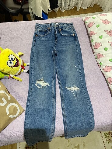 zara yırtık mom jean
