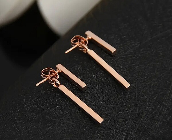 Rose gold çelik küpe