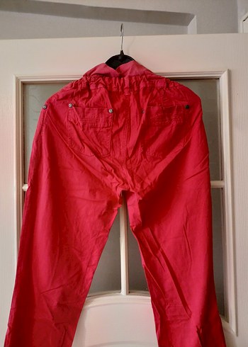 Kemerli Kırmızı Kadın kot hamile Pantolonu - Görsel 7