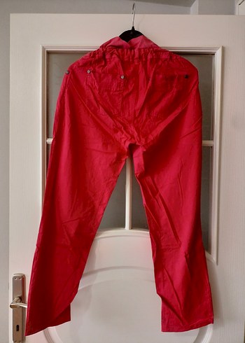 Kemerli Kırmızı Kadın kot hamile Pantolonu - Görsel 6