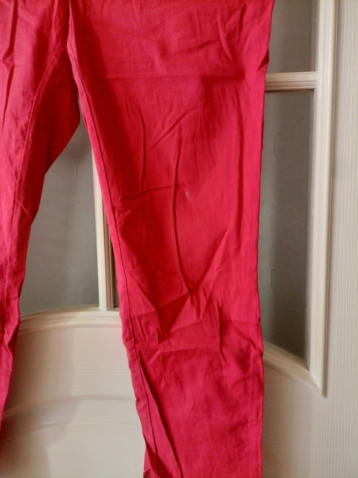 Kemerli Kırmızı Kadın kot hamile Pantolonu - Görsel 4