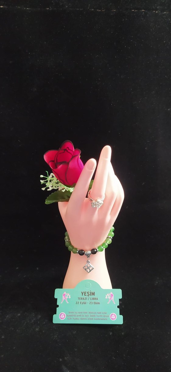 Doğal taş Yeşim taşlı Boncuklu Bohem Bileklik - Görsel 2