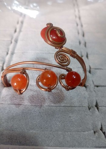 Doğal taş bakır telkari Boncuklu Bohem çeşitli Bileklik. - Görsel 6