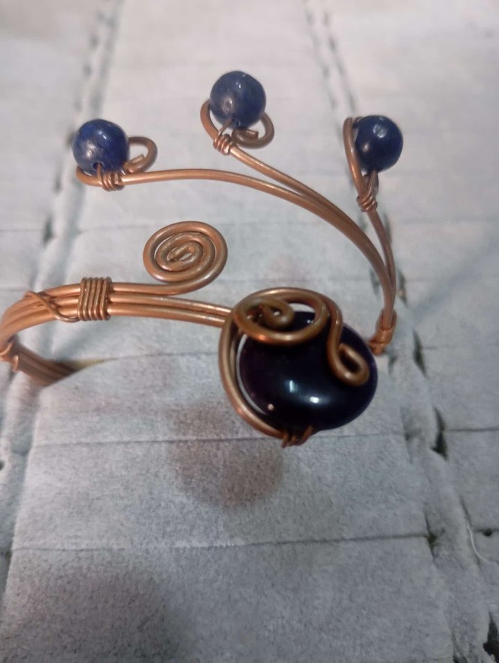 Doğal taş bakır telkari Boncuklu Bohem çeşitli Bileklik. - Görsel 2