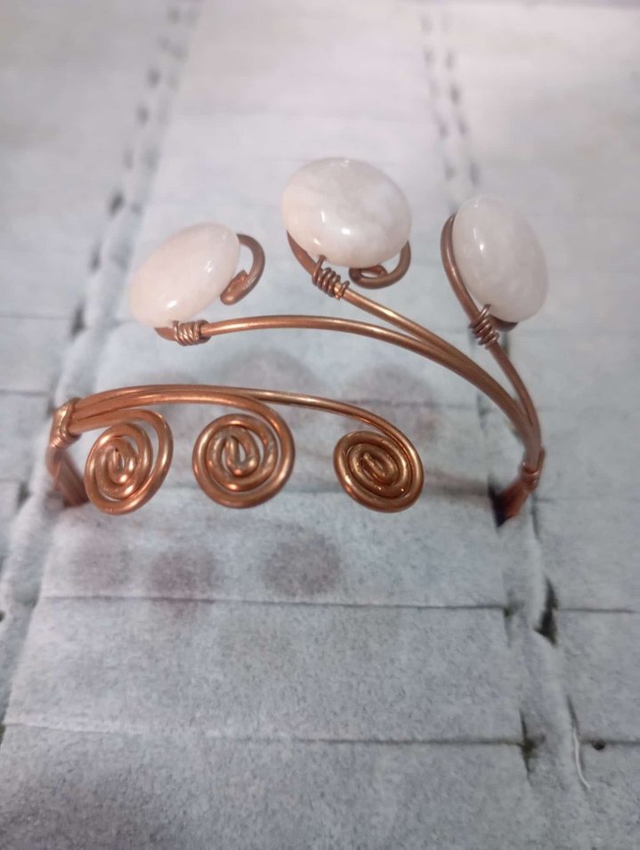 Doğal taş bakır telkari Boncuklu Bohem çeşitli Bileklik. - Görsel 5