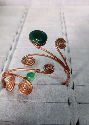 Doğal taş telkari bakır.Çeşitli Taşlarl  yapılmış Bohem Bileklik - Görsel 6