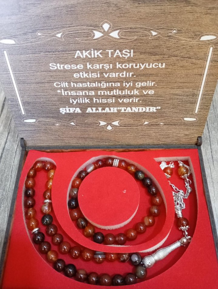 Doğal Renkli Taşlı Erkek Tesbih bileklik set Orjinaldir. - Görsel 2