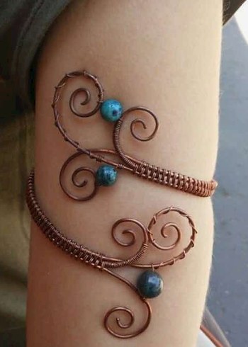 Doğal taş bakır telkari Bohem Tarzı çeşitli Boncuklu Bileklik. - Görsel 5