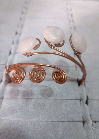 Doğal taş bakır telkari Bohem Tarzı çeşitli Boncuklu Bileklik. - Görsel 7