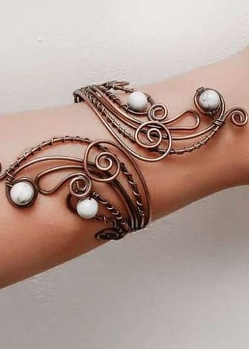 Doğal taş bakır telkari Bohem Tarzı çeşitli Boncuklu Bileklik. - Görsel 2