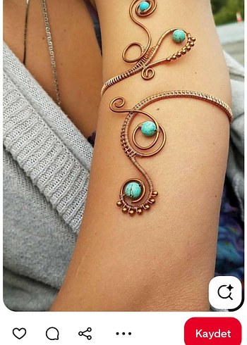 Doğal taş bakır telkari Bohem Tarzı çeşitli Boncuklu Bileklik. - Görsel 3