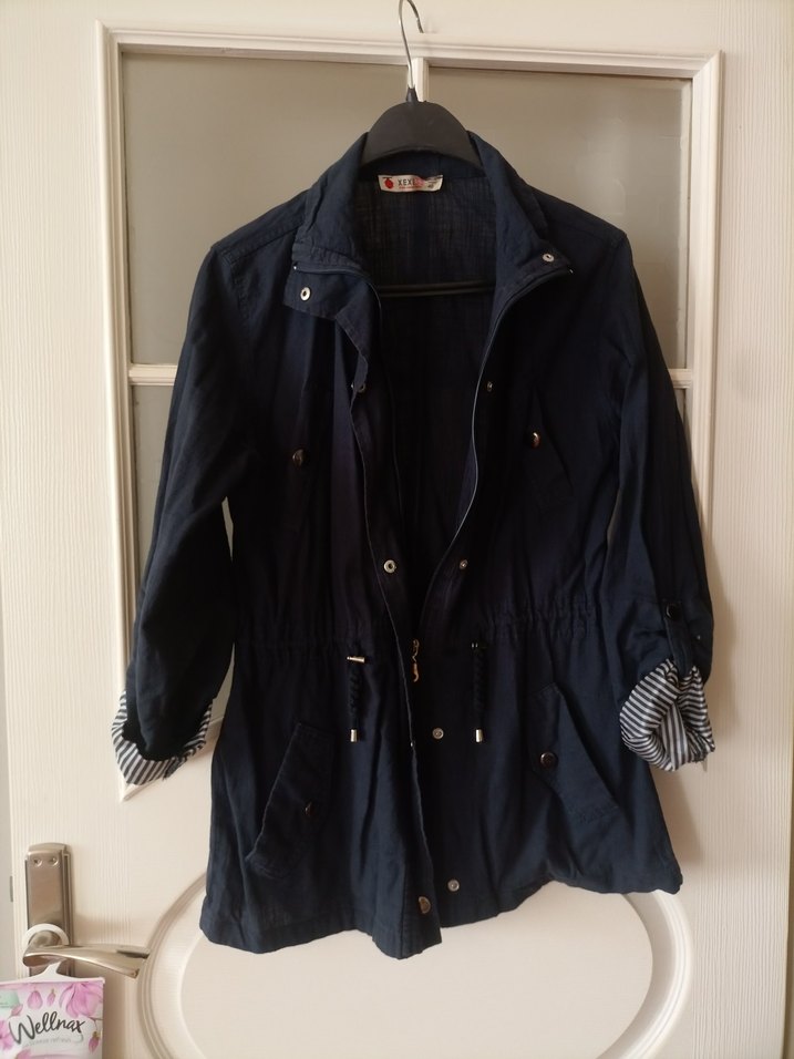 Keten Siyah Midi Denim Ceket - Görsel 2