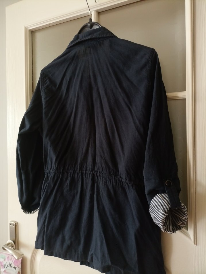 Keten Siyah Midi Denim Ceket - Görsel 5