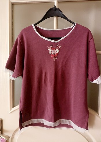 Bordo Nakışlı Triko,Kazak - Görsel 2