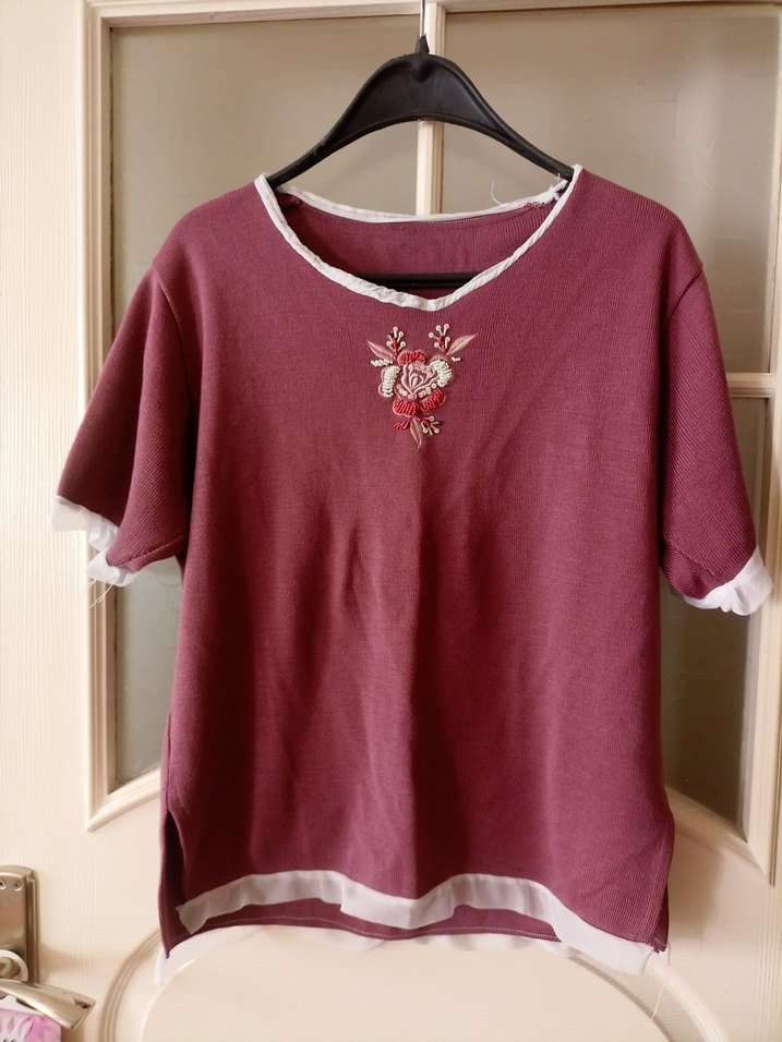 Bordo Nakışlı Triko,Kazak - Görsel 2