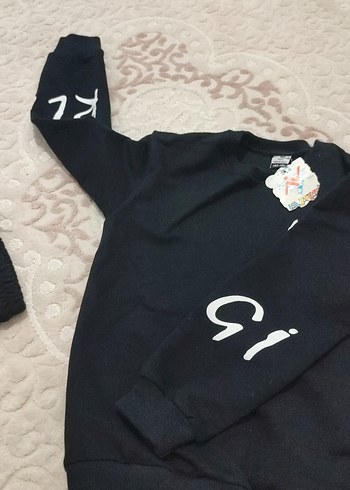 Unisex Çocuk Siyah Rahat Kesim Spor Eşofman Takımı - Görsel 5