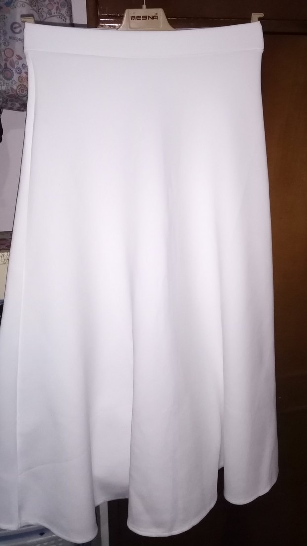 Beyaz Uzun Scuba Kiloş Etek - Görsel 5