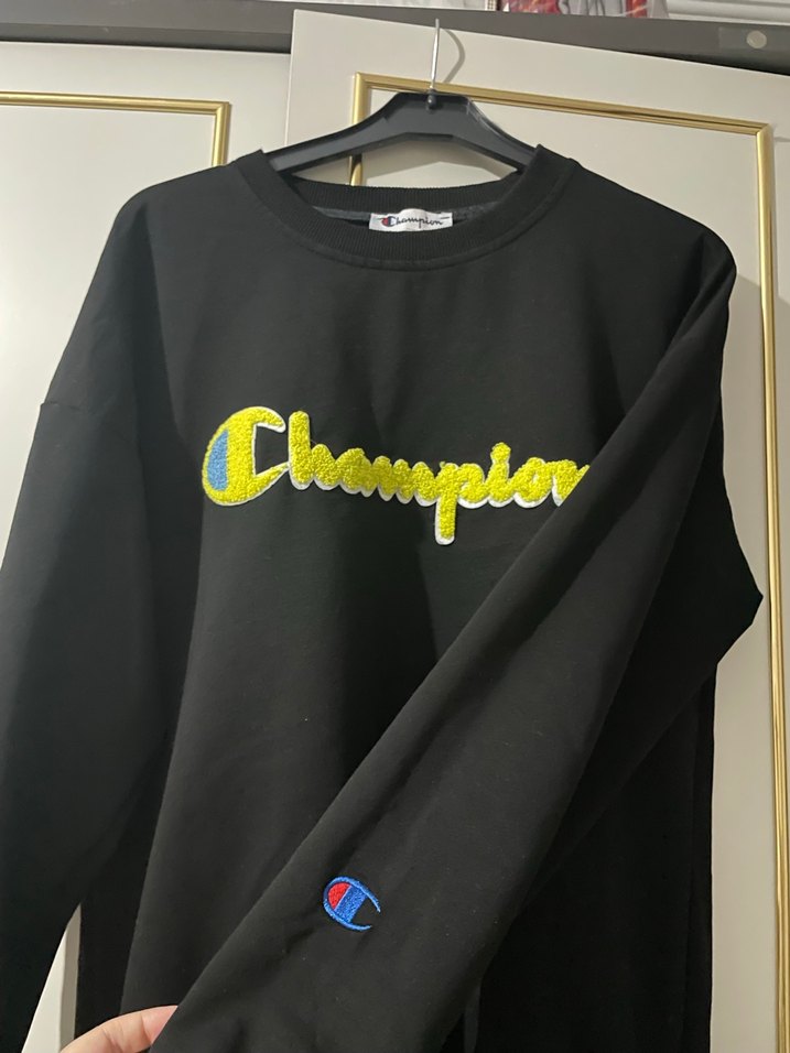 Siyah Uzun Kollu Champion Sweatshirt - Görsel 2