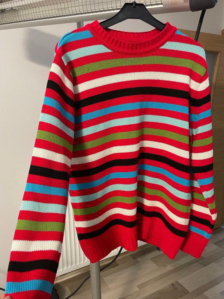 Renkli Çizgili Kadın Triko Kazak - Görsel 3