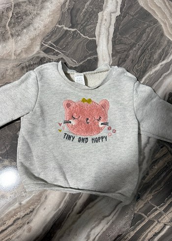 Uzun Kollu Gri Örgü Kız Bebek Takımı - Görsel 2