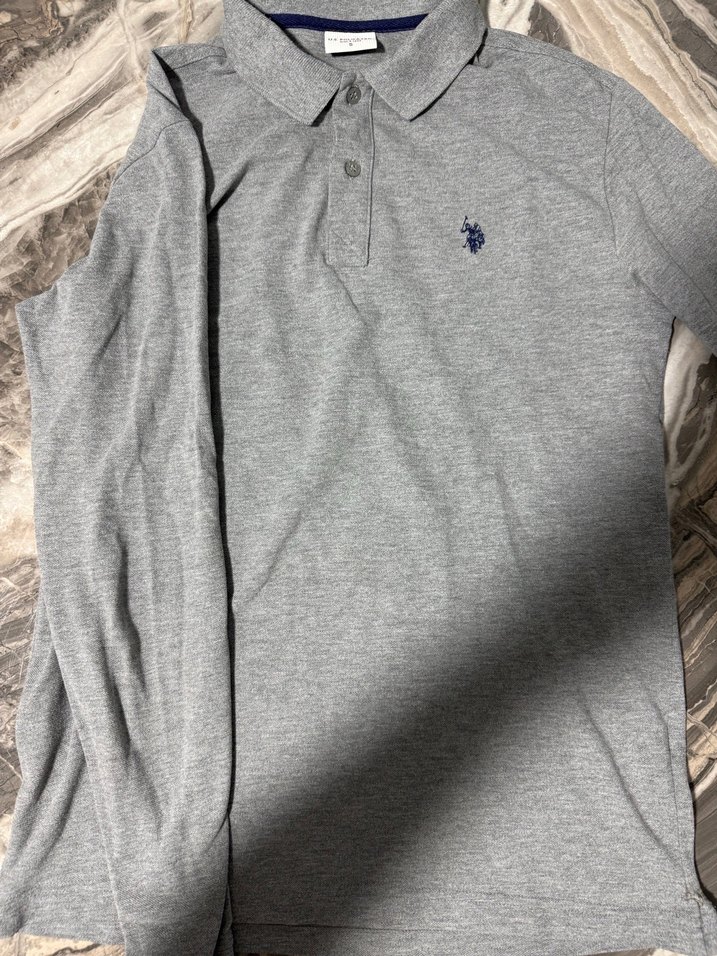 Gri Uzun Kollu Erkek Polo Tişört - Görsel 4