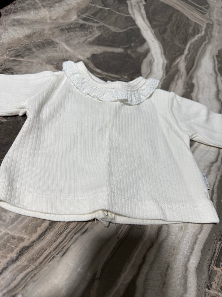 Kız Bebek Beyaz Fırfırlı Uzun Kollu Bluz Takım 2 parça ürün - Görsel 2