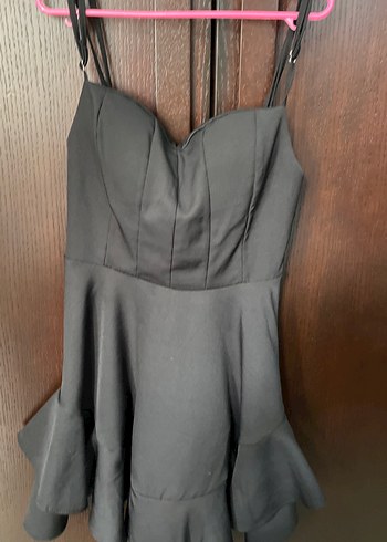 Siyah ipli Mini Gotik Elbise