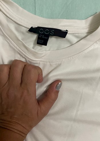 Beyaz Kısa Kollu Hamile Keten Tişört - Görsel 2