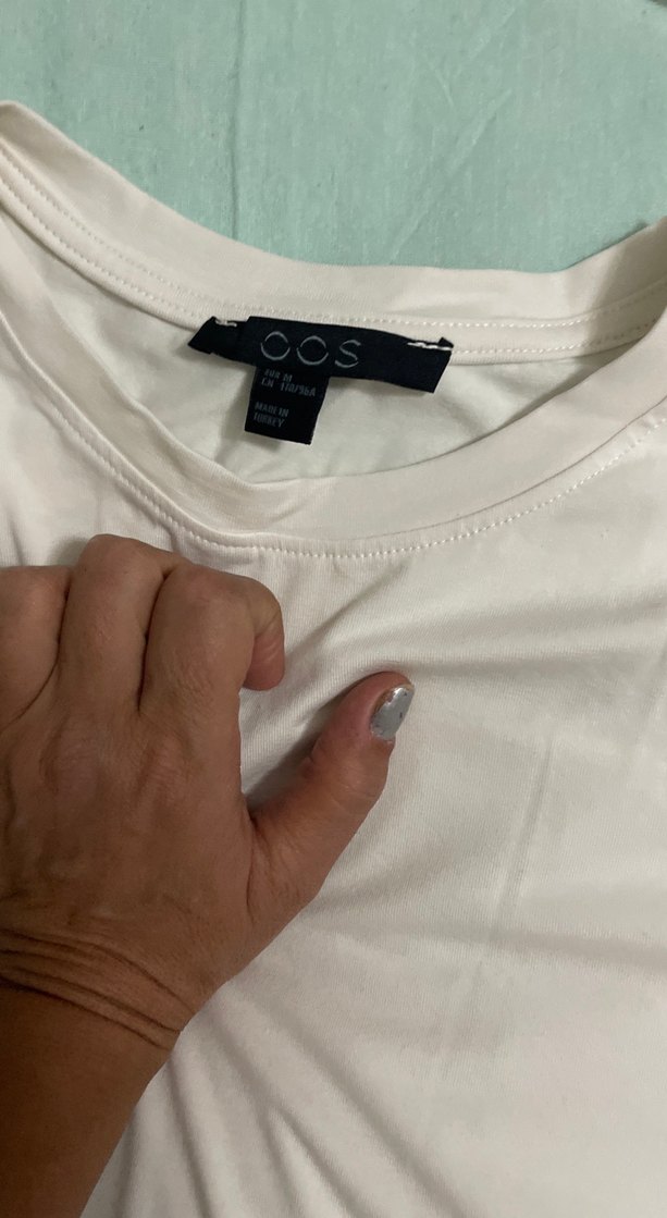 Beyaz Kısa Kollu Hamile Keten Tişört - Görsel 2