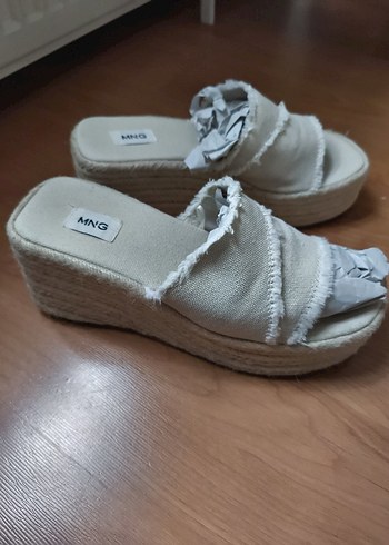 Beyaz Keten Dolgu Topuklu Kadın Espadril - Görsel 6