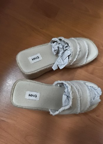 Beyaz Keten Dolgu Topuklu Kadın Espadril - Görsel 7