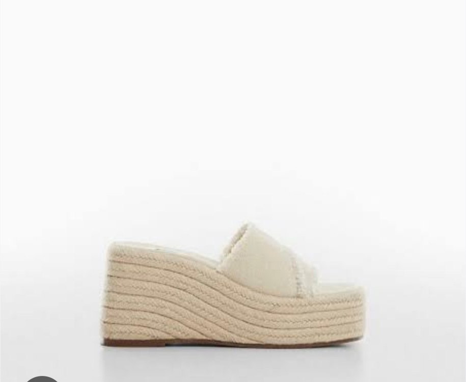 Beyaz Keten Dolgu Topuklu Kadın Espadril - Görsel 5