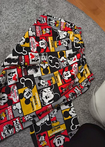 m Beden Renkli Mickey Mouse Desenli Pijama Altı