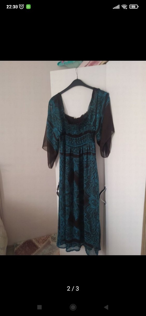 Uzun Turkuaz Bohem Salaş pareo - Görsel 2