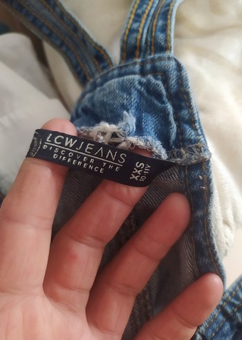 11-12 Yaş Beden mavi Renk Kızlar için Mavi Denim Askılı Tulum