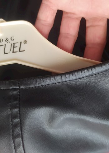 Siyah Deri Fermuarlı Biker Ceket - Görsel 5