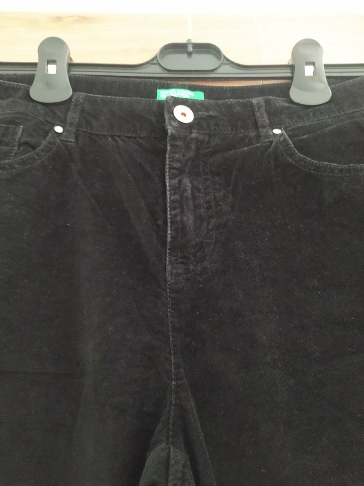 Siyah Kadın kadife Pantolon Kemerli Regular Fit - Görsel 4