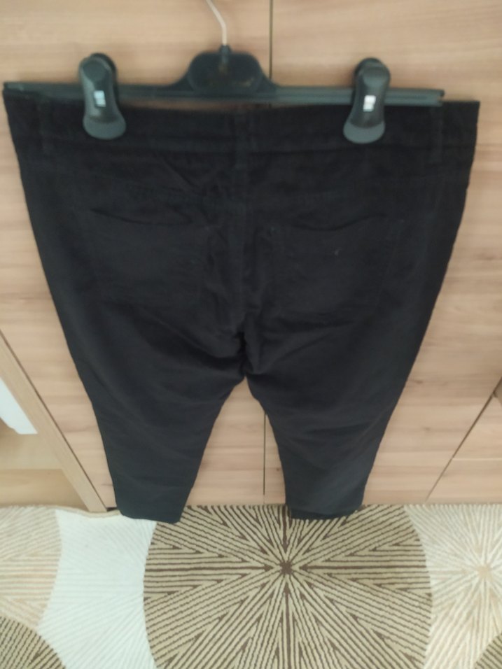 Siyah Kadın kadife Pantolon Kemerli Regular Fit - Görsel 3