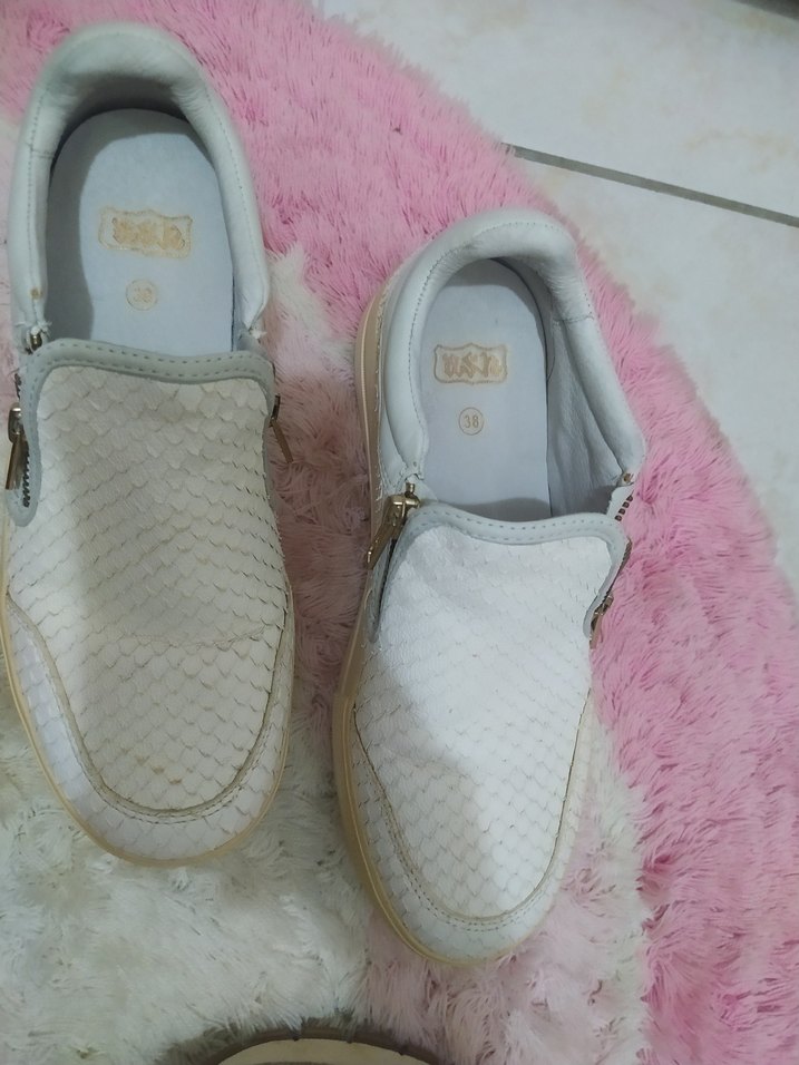 Kadın Bej Koton Fermuarlı Dolgu Topuk Ayakkabı - Görsel 2