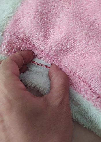 Kız Bebek Beyaz Pembe Peluş Kapüşonlu Tulumu - Görsel 5