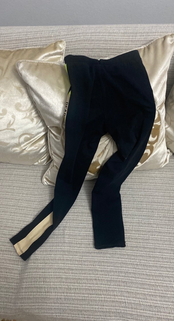 Kız Çocuk Siyah Baskılı Streç Tayt - Görsel 4