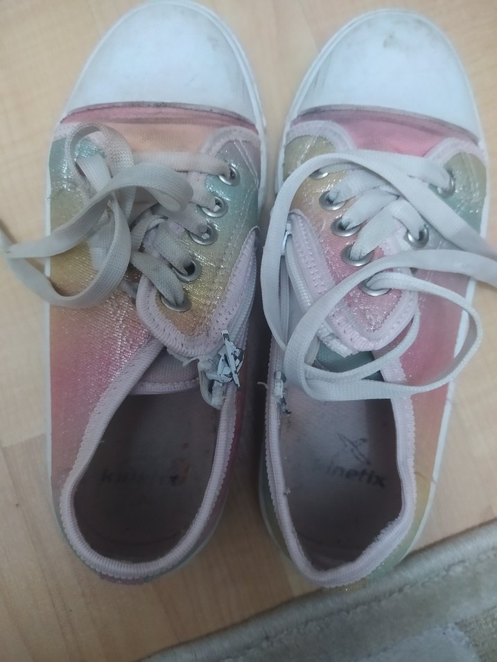 Kız Çocuk Pastel Renkli Simli Bağcıklı Spor Ayakkabı - Görsel 2